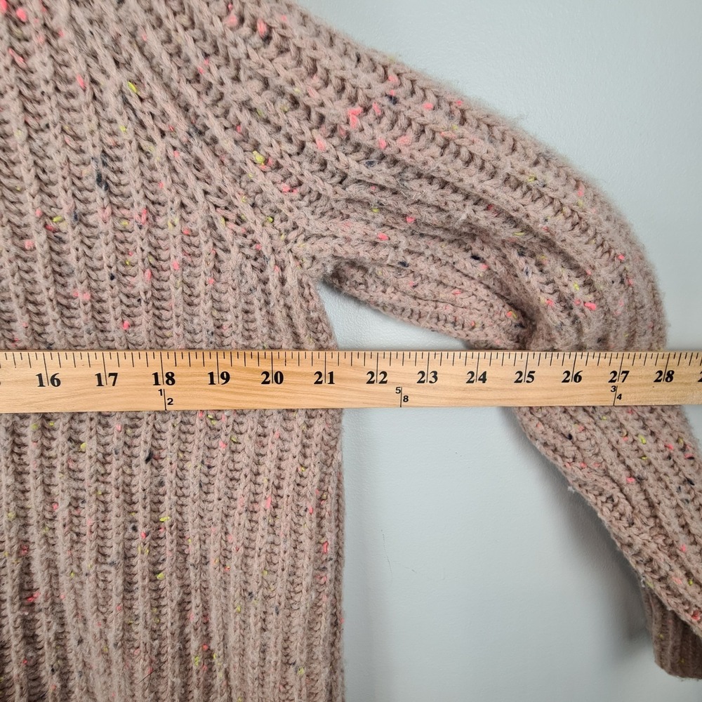 AERIE Womens Open Road Speckled Sweater Hoodie Small Oversized Tan‎ Chunky Knit - Picture 6 of 7